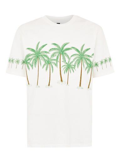 Topman Mens Cream Ecru Palm Trees Oversized T-shirt
