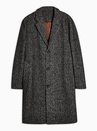 Topman Mens Blue Herringbone Coat