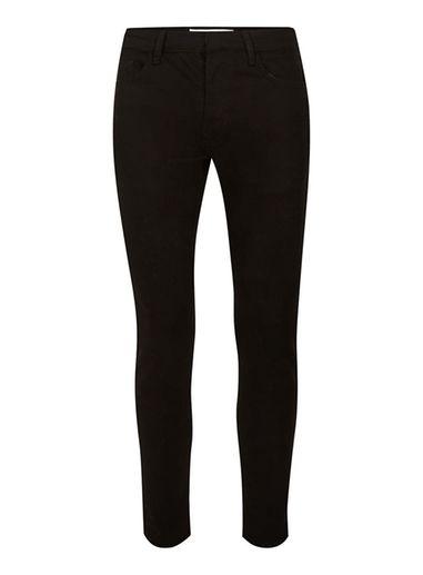 Topman Mens Black Raw Hem Skinny Cropped Chinos