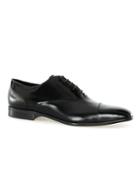 Topman Mens Black Patent Printed Leather Oxford Shoes