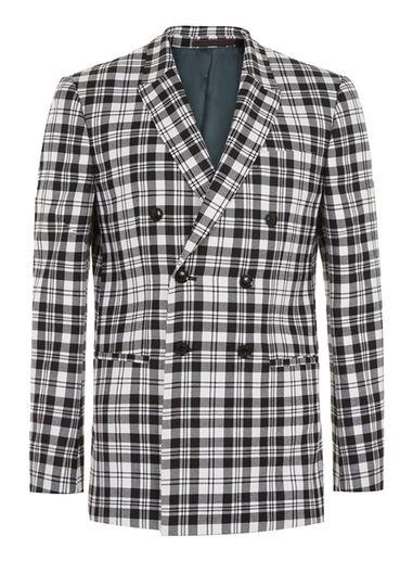Topman Mens Locharron X Topman Black And White Tartan Double Breasted Skinny Suit Jacket