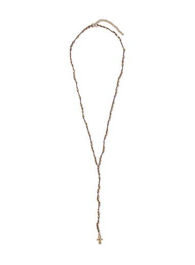 Topman Mens Brown Beaded Rosary Necklace*