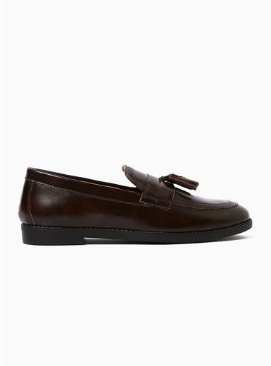 Topman Mens Red Burgundy Leather Carver Loafers