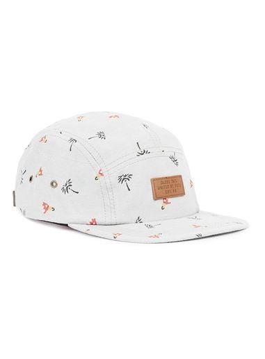 Topman Mens Globe Light Grey Hawaii Print Black 5 Panel Cap*
