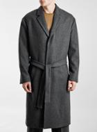 Topman Mens Lux P8 Grey Belted Overcoat