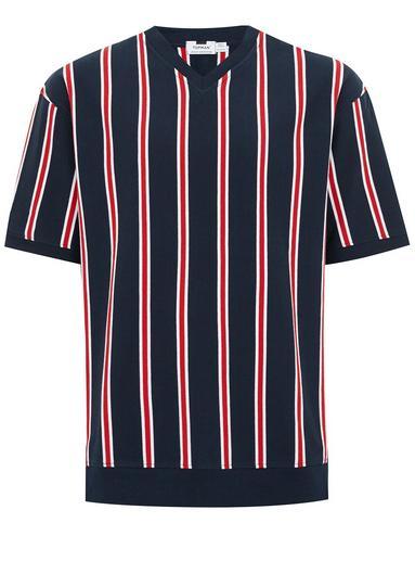 Topman Mens Multi Red And Blue Stripe Sweatshirt