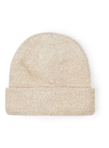 Topman Mens Cream Boucle Textured Beanie Hat