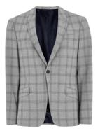 Topman Mens Black And White Check Neppy Muscle Fit Suit Jacket