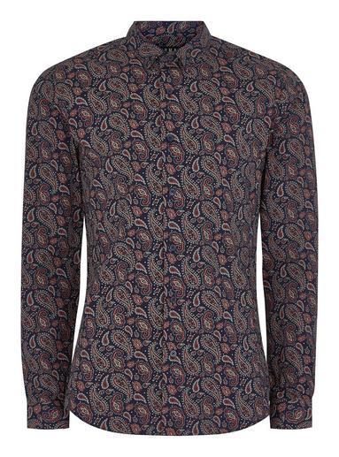 Topman Mens Multi Paisley Print Muscle Fit Long Sleeve Shirt
