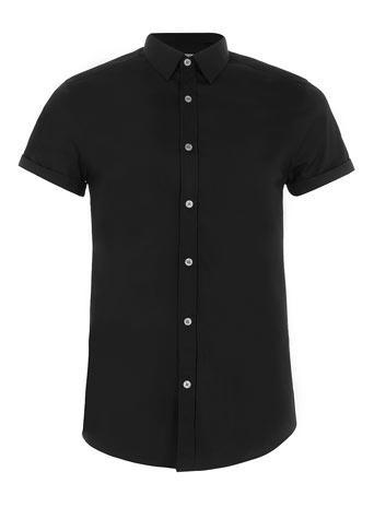 Topman Mens Black Short Sleeve Smart Shirt