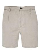 Topman Mens Grey Gray Pleated Slim Cotton Shorts