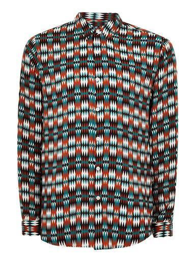 Topman Mens Blue Teal Diamond Long Sleeve Shirt
