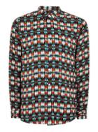 Topman Mens Blue Teal Diamond Long Sleeve Shirt
