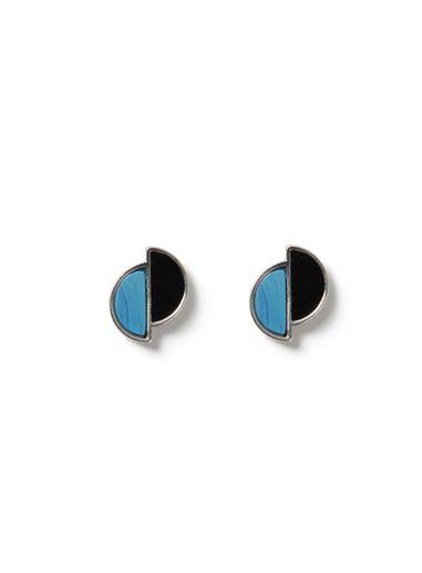 Topman Mens Multi Black, Blue And Silver Look Split Stud Earrings*