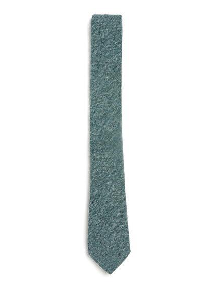 Topman Mens Green Textured Linen Tie