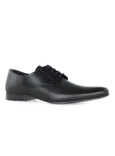 Topman Mens Black Leather 'brisk' Circle Derby Shoes