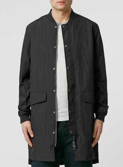 Topman Mens Black Longline Mac Jacket