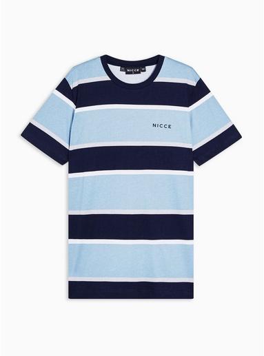 Nicce Mens Nicce Blue And Pink Column Stripe T-shirt
