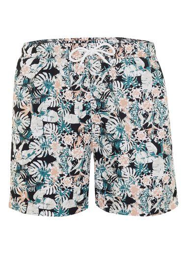 Topman Mens Pink Selected Homme Multicoloured Tropical Print Swim Shorts
