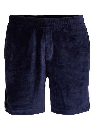 Topman Mens Navy Piping Velour Shorts