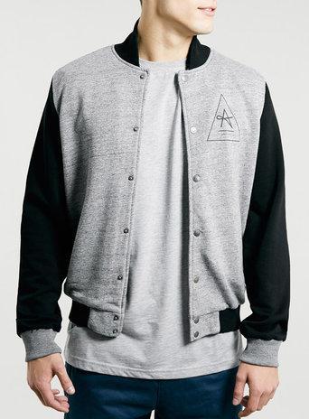 Topman Mens Grey Antioch Cmyk Cross Varsity Jacket*