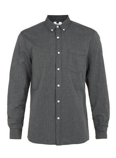 Topman Mens Black And White Stripe Button Down Casual Shirt