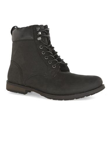 Topman Mens Black Leather Tall Boots