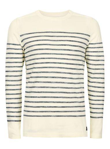 Topman Mens Brown Selected Homme Off White Stripe Long Sleeve T-shirt