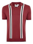 Topman Mens Red Revere Stripe Short Sleeve Knitted Polo