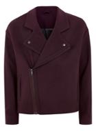 Topman Mens Red Burgundy Wool Blend Biker Jacket