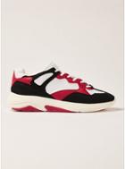 Topman Mens White Mesh, Red And Black Chunky Birch Trainers