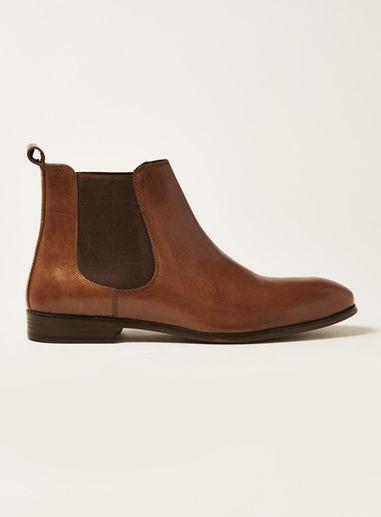 Topman Mens Brown Tan Leather Throne Chelsea Boots