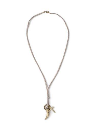 Topman Mens Grey Tusk Cluster Necklace*