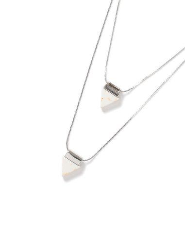 Topman Mens Cream Silver Look Triangle Multi Row Necklace*
