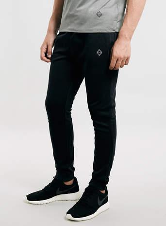 Mens Topman Sport Jersey Black Dry-tech Joggers