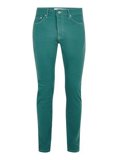 Topman Mens Green Contrast Stitch Stretch Skinny Jeans
