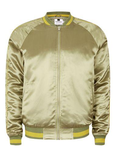 Topman Mens Sage Green Embroidered Python Souvenir Jacket