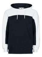 Topman Mens Blue Navy And White Panelled Classic Fit Hoodie