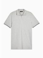 Selected Homme Mens Grey Selected Homme Gray Zip Chip Polo