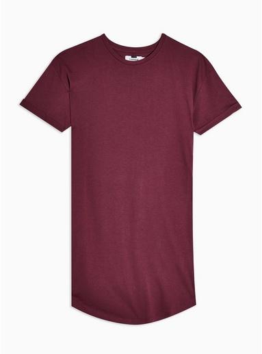 Topman Mens Red Burgundy Longline T-shirt