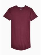 Topman Mens Red Burgundy Longline T-shirt