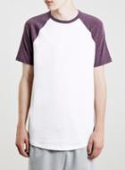 Topman Mens White/prune Classic Fit Raglan T-shirt