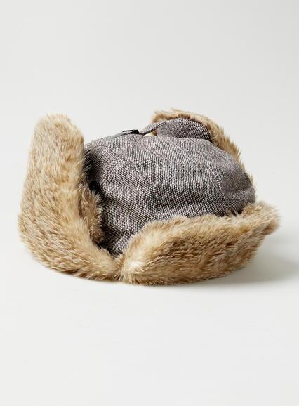 Topman Mens Black Curtis Kulig Brown Fur Trapper Hat