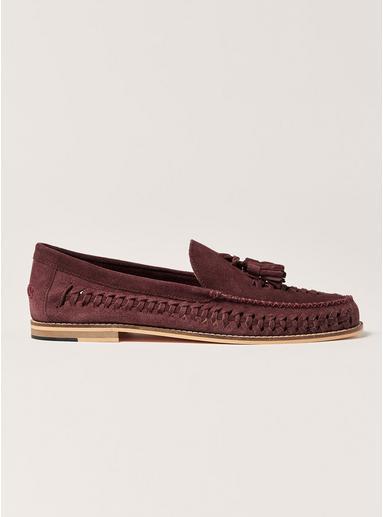 Topman Mens Red Burgundy Suede Weave Mantis Loafers