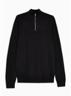 Topman Mens Black Zip Turtle Neck Jumper
