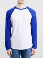 Topman Mens Grey Frost And Blue Long Sleeve Raglan T-shirt