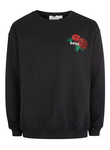 Topman Mens Black Hope/rose Sweatshirt
