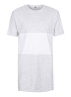 Topman Mens White And Grey Panelled Longline T-shirt