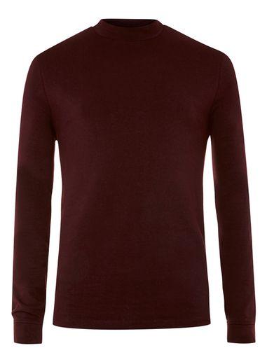 Topman Mens Red Burgundy Turtle Neck Long Sleeve T-shirt