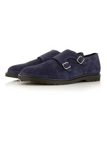 Topman Navy Suede Monk Shoes